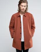 Asos Single Breasted Trench Coat With Shower Resistance In Rust - Orange