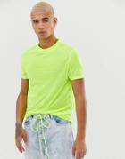 Asos Design T-shirt With Crew Neck In Neon Yellow