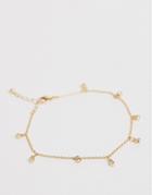 Asos Design Anklet With Crystal Drop Detail In Gold Tone - Gold