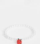 Asos Design Curve Bracelet With Pearl And Beaded Strawberry-multi