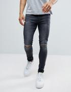 Ringspun Super Skinny Ripped Jeans - Gray