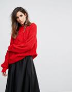 Miss Selfridge Cable Knit Oversized Sweater - Black