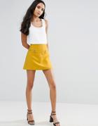 Vero Moda A Line Skirt With Zip Detail - Yellow