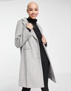 New Look Tailored Check Coat In Gray Twill-grey