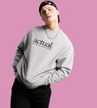 Asos Actual Oversized Sweatshirt In Gray Heather With Logo Print-grey