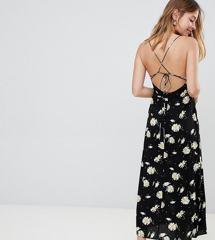 Asos Design Petite Cami Maxi Dress In Daisy Print - Multi