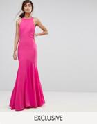 Jarlo Fishtail Maxi Dress With Open Bow Back - Pink