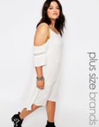 Missguided Plus Cold Shoulder Cheese Cloth Dress - White