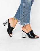 Park Lane Mule With Interest Croc Heel - Black