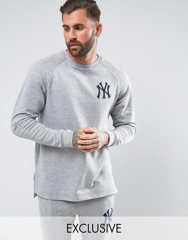 Majestic Yankees Longline Raglan Sweatshirt Exclusive To Asos - Gray