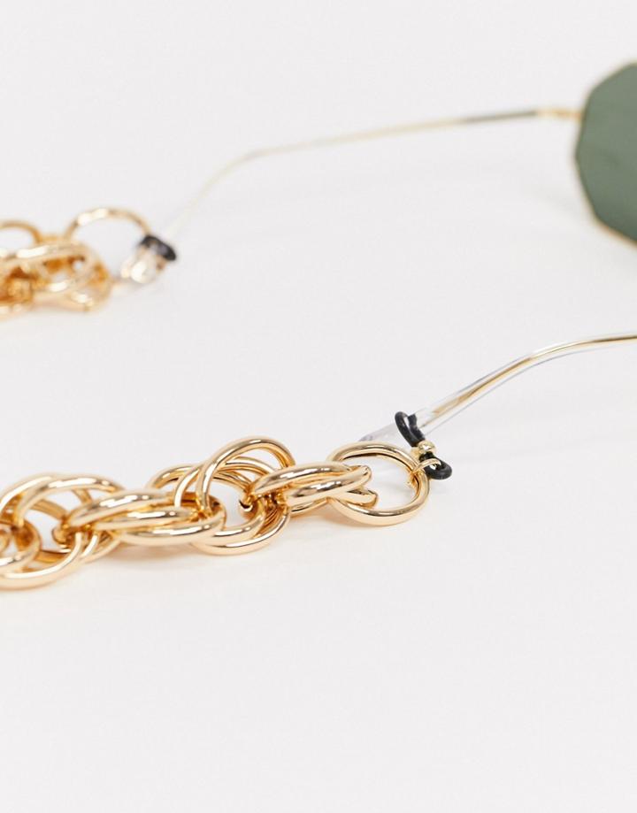 Asos Design Chunky Twisted Sunglasses Chain-gold