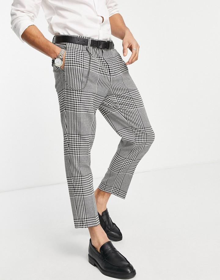 Twisted Tailor Kennedy Pants In Black And White Oversized Check