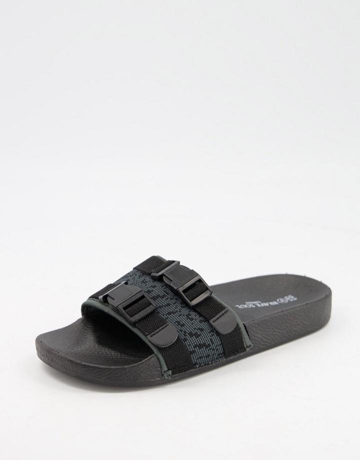 Brave Soul Utility Padded Slides In Black