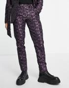 Asos Design Slim Suit Pants In Dark Floral-black