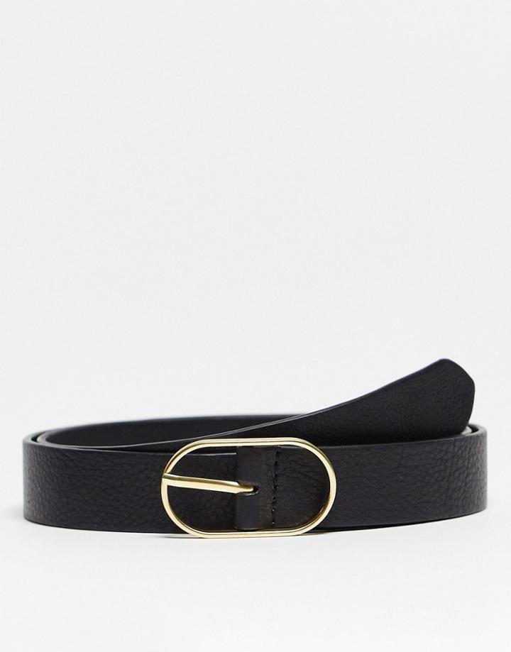 Urbancode Slim Leather Belt In Black