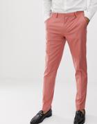 Asos Design Wedding Skinny Suit Pants In Pink