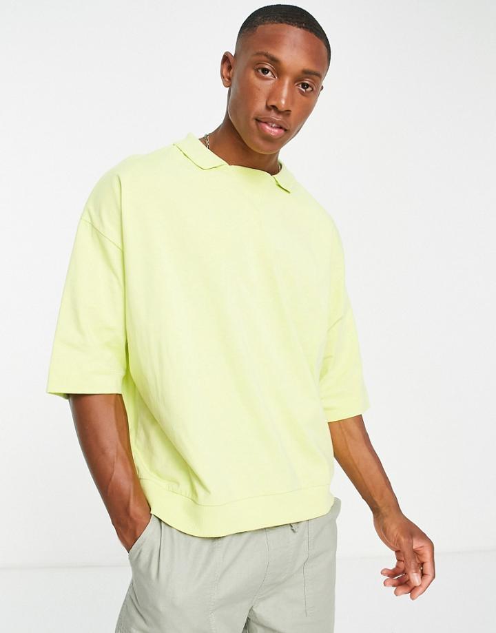 Asos Design Oversized T-shirt With Modesty Triangle And Ribbed Hem In Green