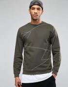 Asos Sweatshirt With Geo Print - Khaki