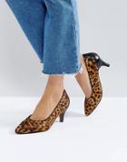 Selected Leopard Kitten Heel Court Shoe - Brown