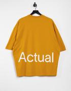 Asos Actual Oversized T-shirt In Mustard Yellow With Front And Back Print