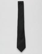 Asos Tie In Black Textured Herringbone - Black