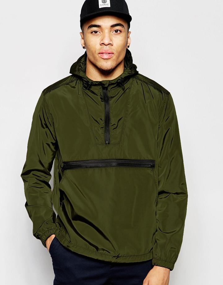 Asos Overhead Hooded Jacket In Khaki - Green