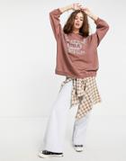 Topshop Seattle Usa Oversized Hoodie In Rust-orange