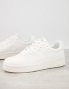 Bershka Flatform Retro Sneakers In White