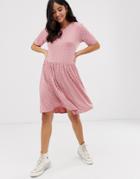 New Look Smock Dress In Pink Pattern - Pink
