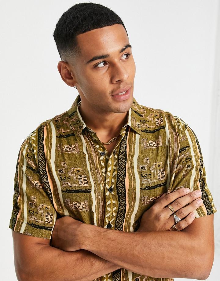 New Look Vintage Stripe Print Shirt In Black