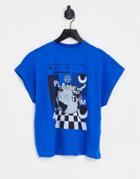 Noisy May Graphic T-shirt In Bright Blue