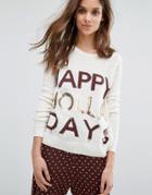 Noisy May Kick Backs Holidays Knitted Sweater - White