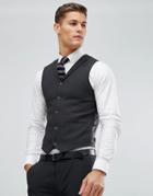 Asos Super Skinny Fit Suit Vest In Charcoal - Gray