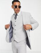 Asos Design Wedding Skinny Suit Jacket In Ice Grey Micro Texture-gray