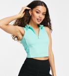 Asos 4505 Petite Crop Polo With Front Zip-blues