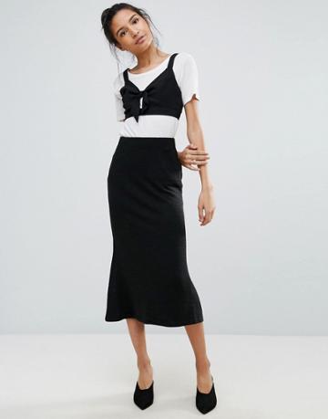 A State Of Being Gone Knitted Flare Skirt - Black