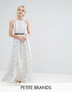 True Decadence Petite Allover Floral Maxi Dress With Metal Belt Detail In Ditsy Floral Print - Multi
