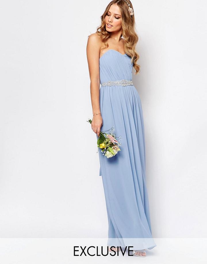 Tfnc Wedding Bandeau Chiffon Maxi Dress - Cashmere Blue