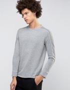 Selected Homme Crew Neck Sweatshirt With Ribbed Arm Detail - Gray