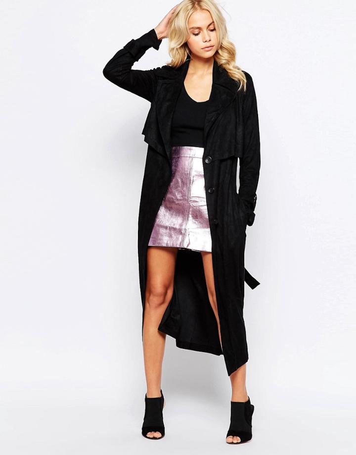 Story Of Lola Mini Skirt In Metallic Leather Look - Pink