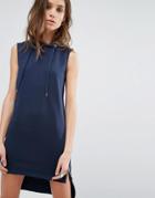 Noisy May High Low Sweat Dress With Side Zip - Navy
