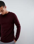Burton Menswear Sweater In Burgundy - Red