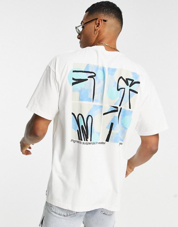 Pull & Bear Abstract Two Back Print T-shirt In White