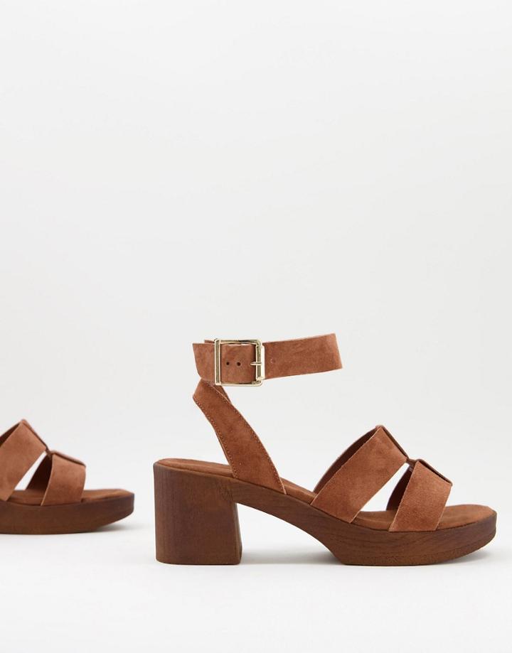 Asos Design Twist Suede Clog In Tan-brown