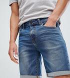 Noak Slim Denim Shorts In Slim Mid Blue - Blue