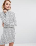 Daisy Street High Neck Sweater Dress - Gray