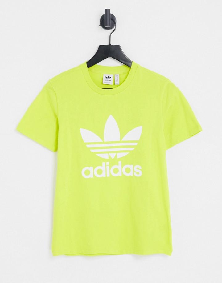 Adidas Originals Adicolor Large Logo T-shirt In Lime-green