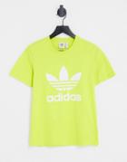 Adidas Originals Adicolor Large Logo T-shirt In Lime-green
