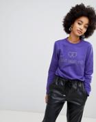Love Moschino Rhinestone Logo Sweatshirt - Purple