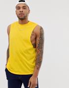 Asos Design Organic Relaxed Sleeveless T-shirt With Crew Neck And Dropped Armhole In Yellow
